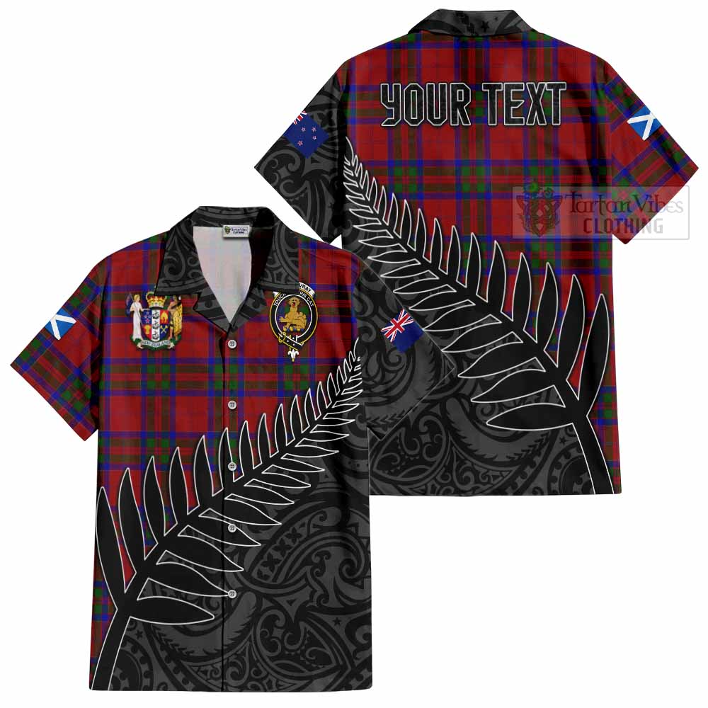 Tartan Vibes Clothing MacGillivray (McGillivray) Crest Tartan Short Sleeve Button Shirt with New Zealand Silver Fern Half Style