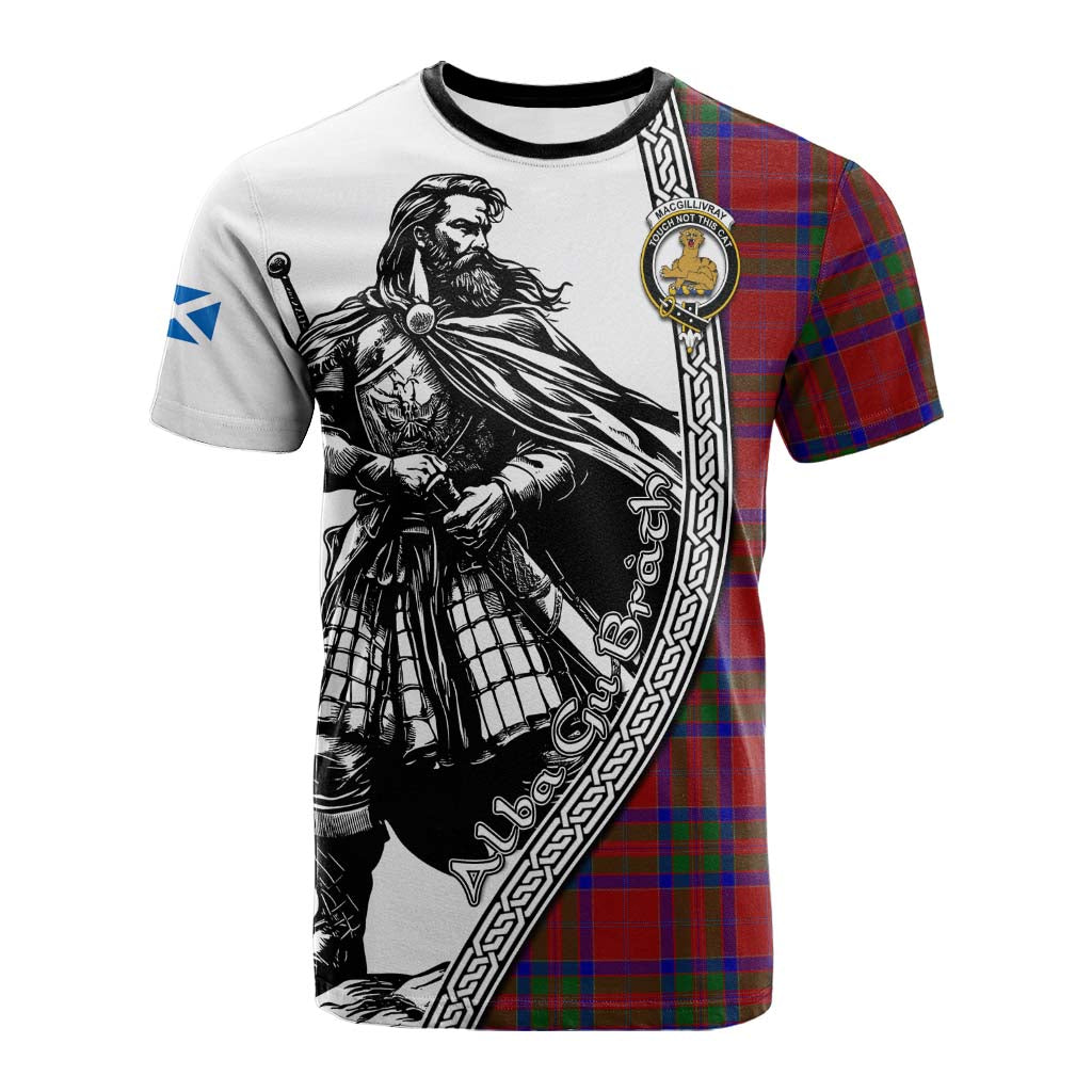 MacGillivray (McGillivray) Tartan Clan Crest Cotton T-shirt with Highlander Warrior Celtic Style