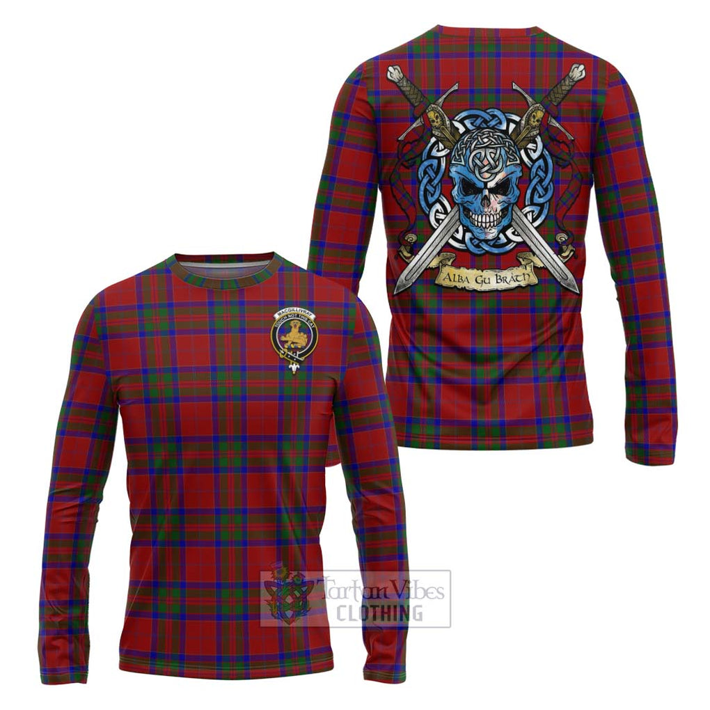 Tartan Vibes Clothing MacGillivray (McGillivray) Tartan Long Sleeve T-Shirt with Family Crest Celtic Skull Style