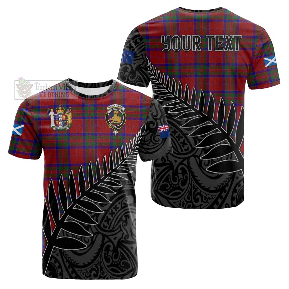 Tartan Vibes Clothing MacGillivray (McGillivray) Crest Tartan Cotton T-shirt with New Zealand Silver Fern Half Style