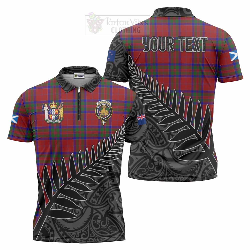 Tartan Vibes Clothing MacGillivray (McGillivray) Crest Tartan Zipper Polo Shirt with New Zealand Silver Fern Half Style