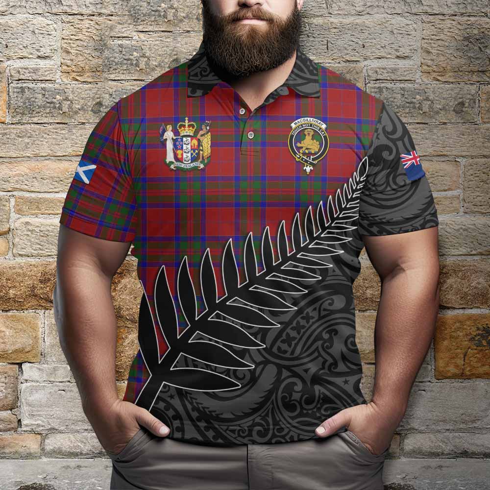 MacGillivray (McGillivray) Crest Tartan Polo Shirt with New Zealand Silver Fern Half Style