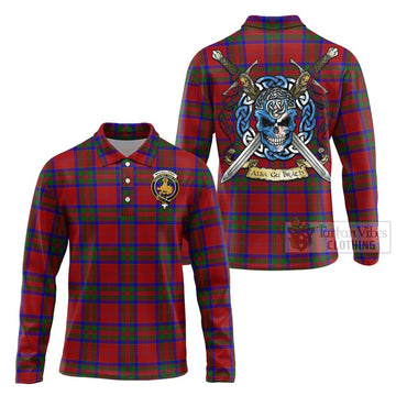 MacGillivray (McGillivray) Tartan Long Sleeve Polo Shirt with Family Crest Celtic Skull Style