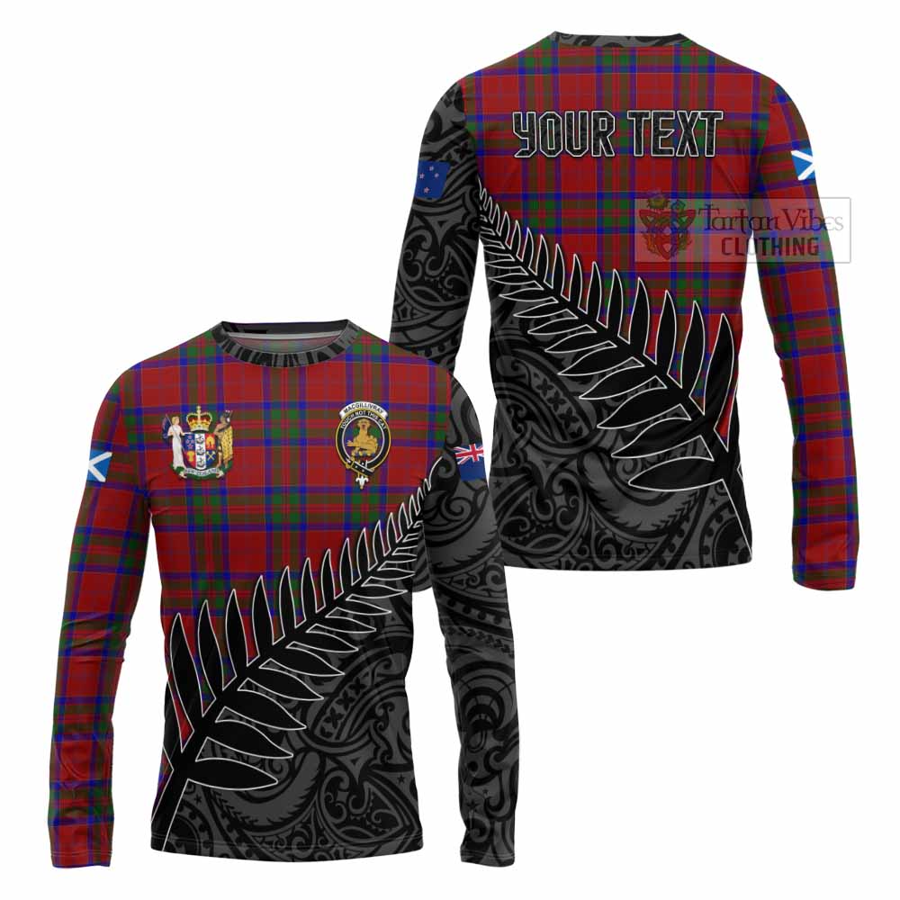 Tartan Vibes Clothing MacGillivray (McGillivray) Crest Tartan Long Sleeve T-Shirt with New Zealand Silver Fern Half Style