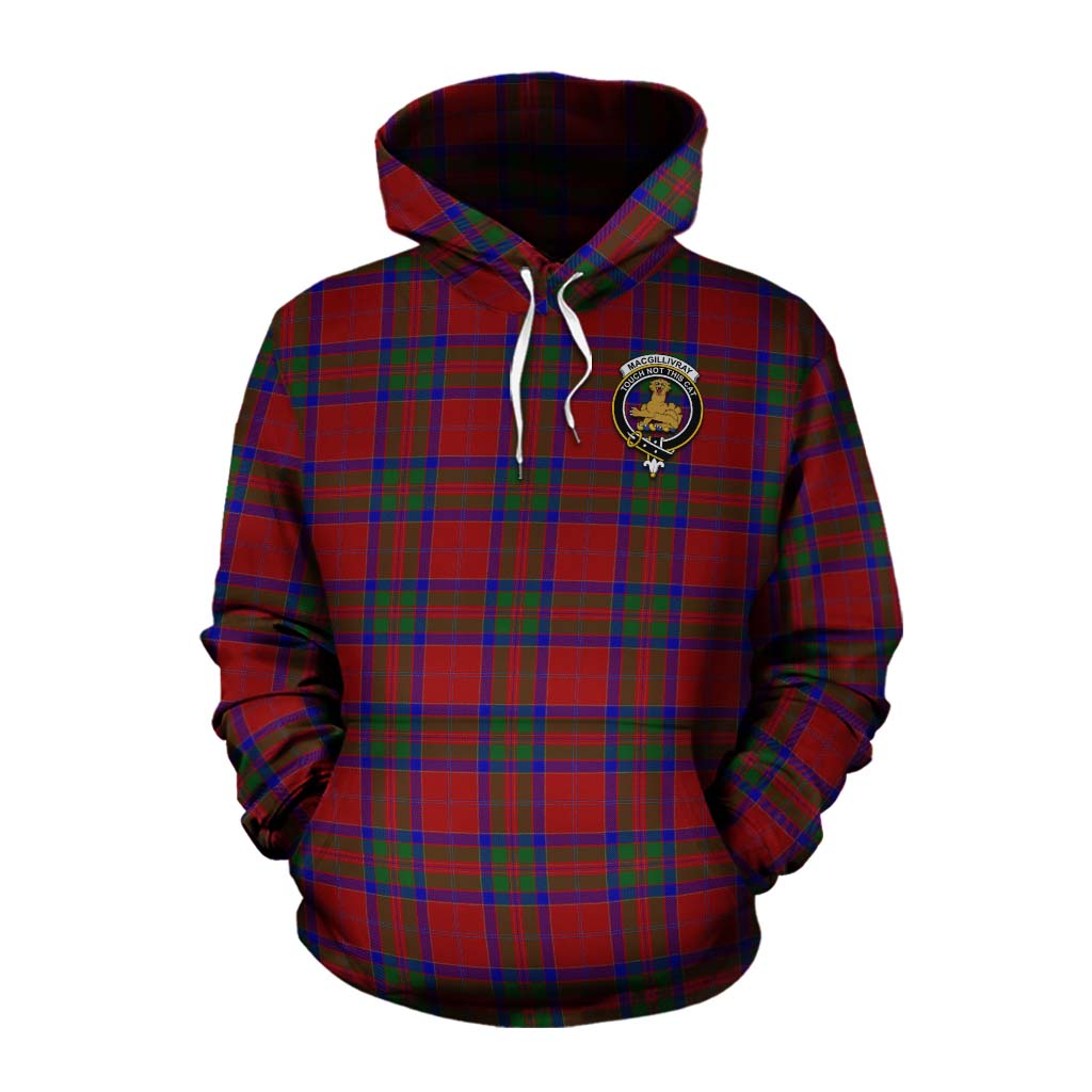 Tartan Vibes Clothing MacGillivray (McGillivray) Tartan Cotton Hoodie with Family Crest and Bearded Skull Holding Bottles of Whiskey