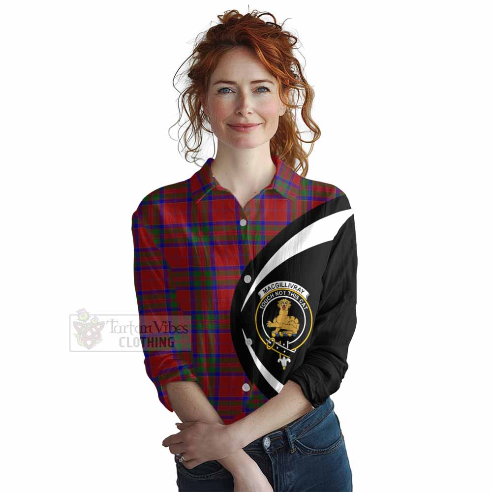 Tartan Vibes Clothing MacGillivray (McGillivray) Tartan Women's Casual Shirt with Family Crest Circle Style