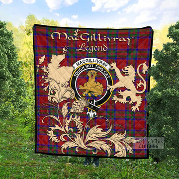 MacGillivray (McGillivray) Tartan Quilt with Family Crest and Scottish Symbol Style