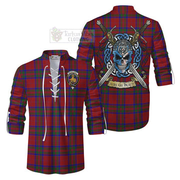 MacGillivray (McGillivray) Tartan Ghillie Kilt Shirt with Family Crest Celtic Skull Style