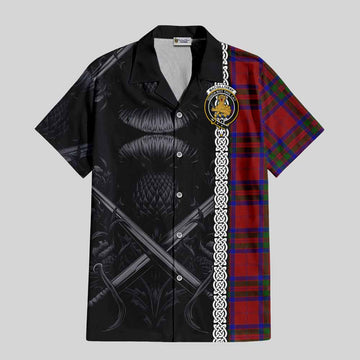 MacGillivray (McGillivray) Tartan Short Sleeve Button Shirt with Family Crest Cross Sword Thistle Celtic Vibes