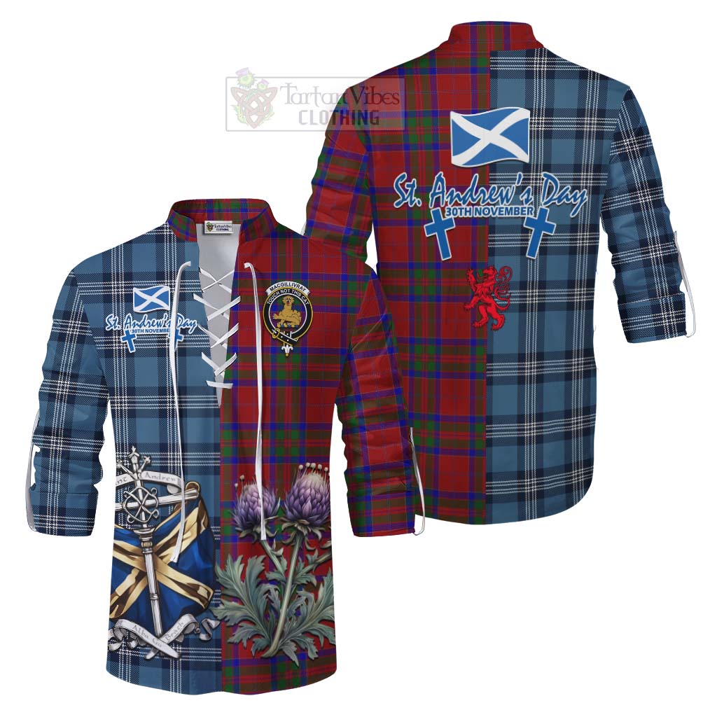 Tartan Vibes Clothing MacGillivray (McGillivray) Tartan Ghillie Kilt Shirt Happy St. Andrew's Day Half Tartan Style