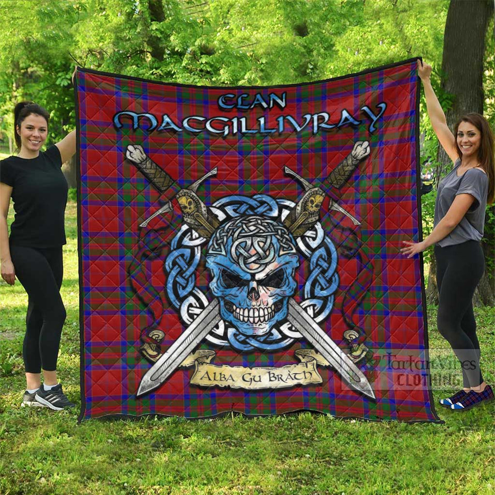 Tartan Vibes Clothing MacGillivray (McGillivray) Tartan Quilt with Celtic Skull Alba Gu Brath Style