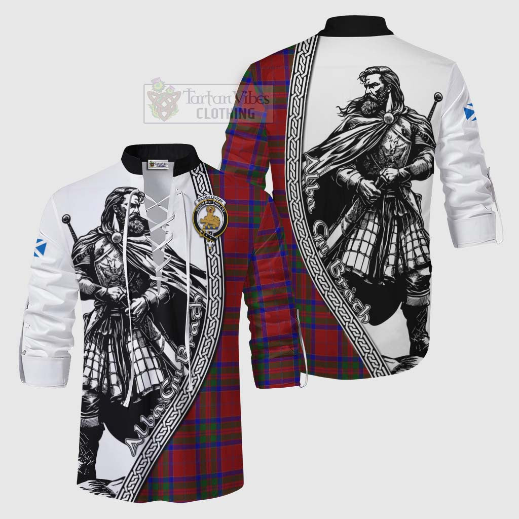 Tartan Vibes Clothing MacGillivray (McGillivray) Tartan Clan Crest Ghillie Kilt Shirt with Highlander Warrior Celtic Style