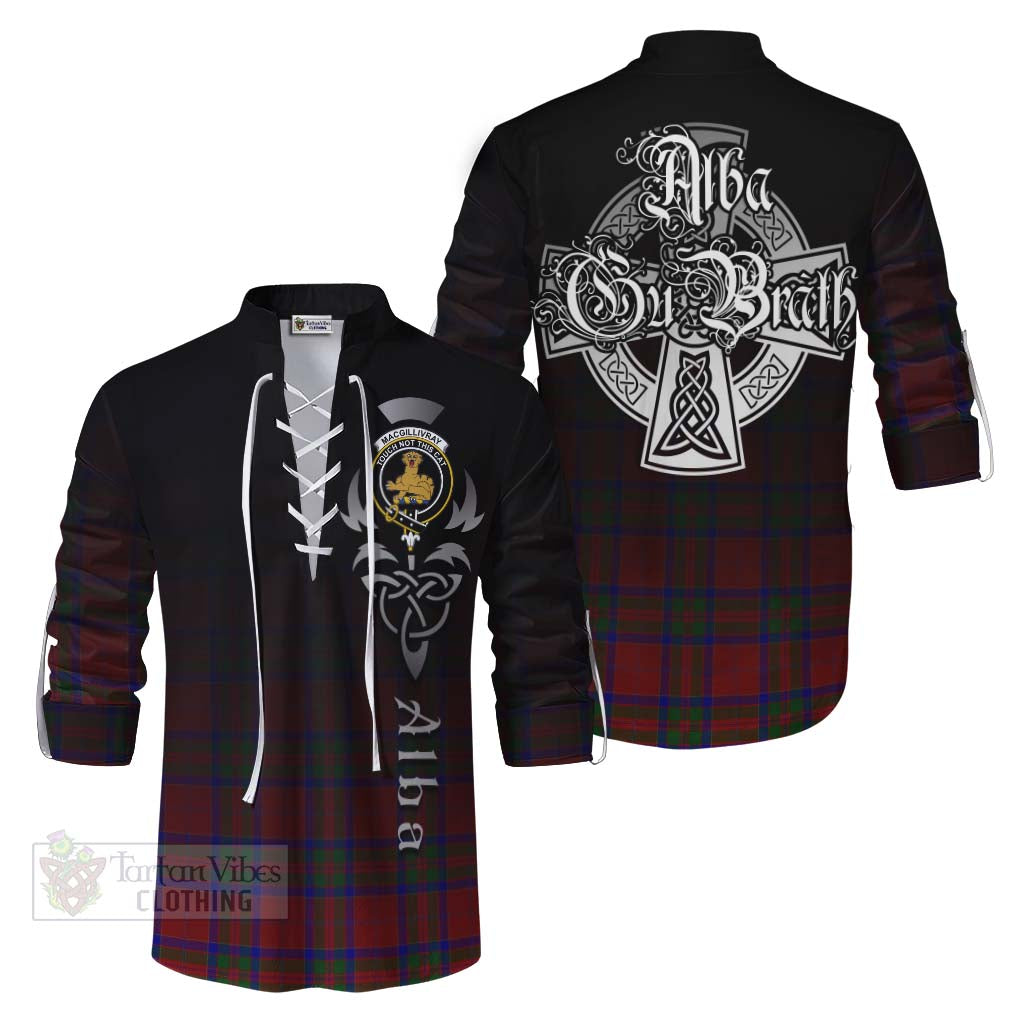 Tartan Vibes Clothing MacGillivray (McGillivray) Tartan Ghillie Kilt Shirt Featuring Alba Gu Brath Family Crest Celtic Inspired