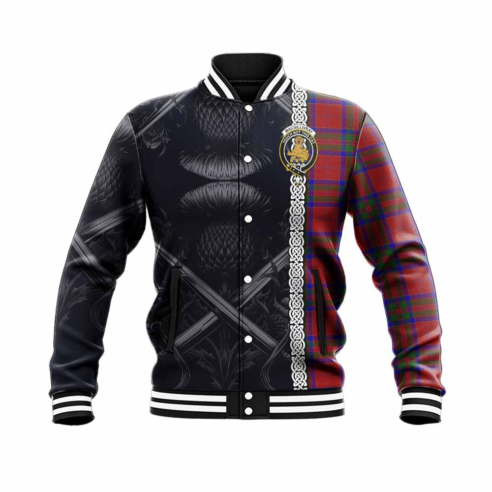 Tartan Vibes Clothing MacGillivray (McGillivray) Tartan Baseball Jacket with Family Crest Cross Sword Thistle Celtic Vibes