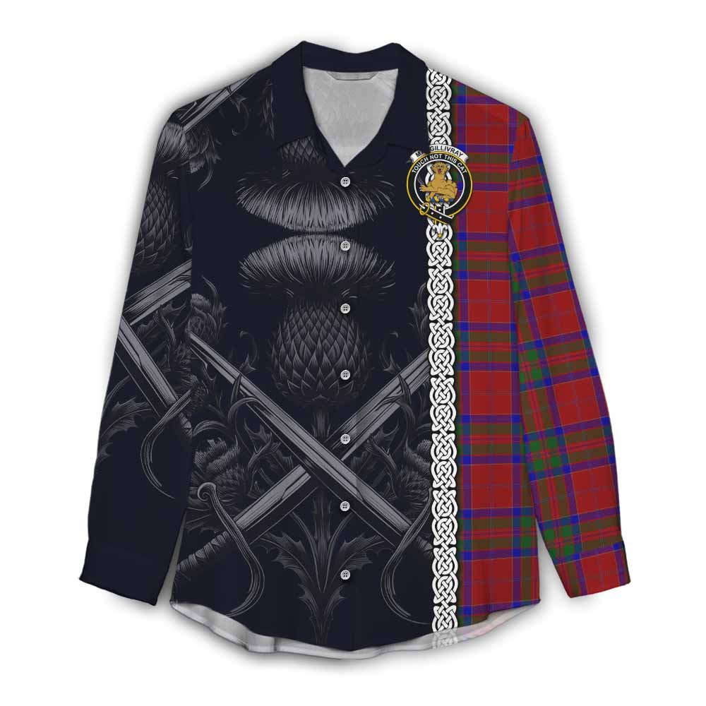 Tartan Vibes Clothing MacGillivray (McGillivray) Tartan Women's Casual Shirt with Family Crest Cross Sword Thistle Celtic Vibes