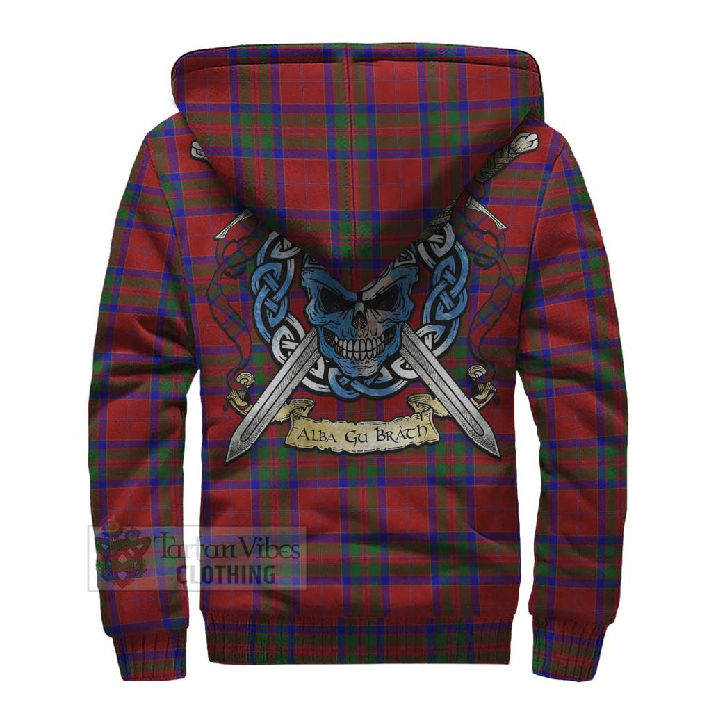 Tartan Vibes Clothing MacGillivray (McGillivray) Tartan Sherpa Hoodie with Family Crest Celtic Skull Style