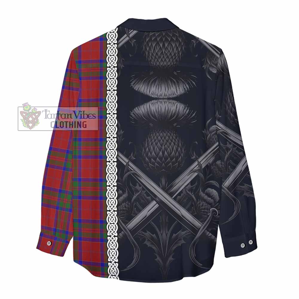 Tartan Vibes Clothing MacGillivray (McGillivray) Tartan Women's Casual Shirt with Family Crest Cross Sword Thistle Celtic Vibes