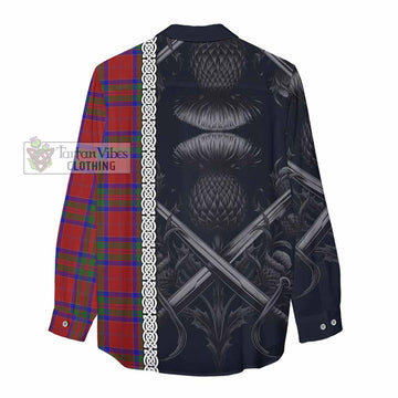 MacGillivray (McGillivray) Tartan Women's Casual Shirt with Family Crest Cross Sword Thistle Celtic Vibes