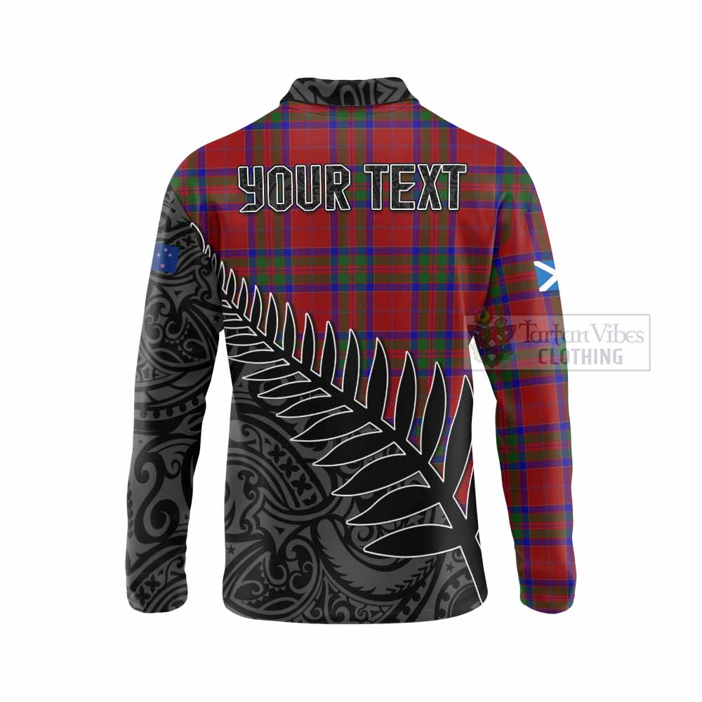 Tartan Vibes Clothing MacGillivray (McGillivray) Crest Tartan Long Sleeve Polo Shirt with New Zealand Silver Fern Half Style