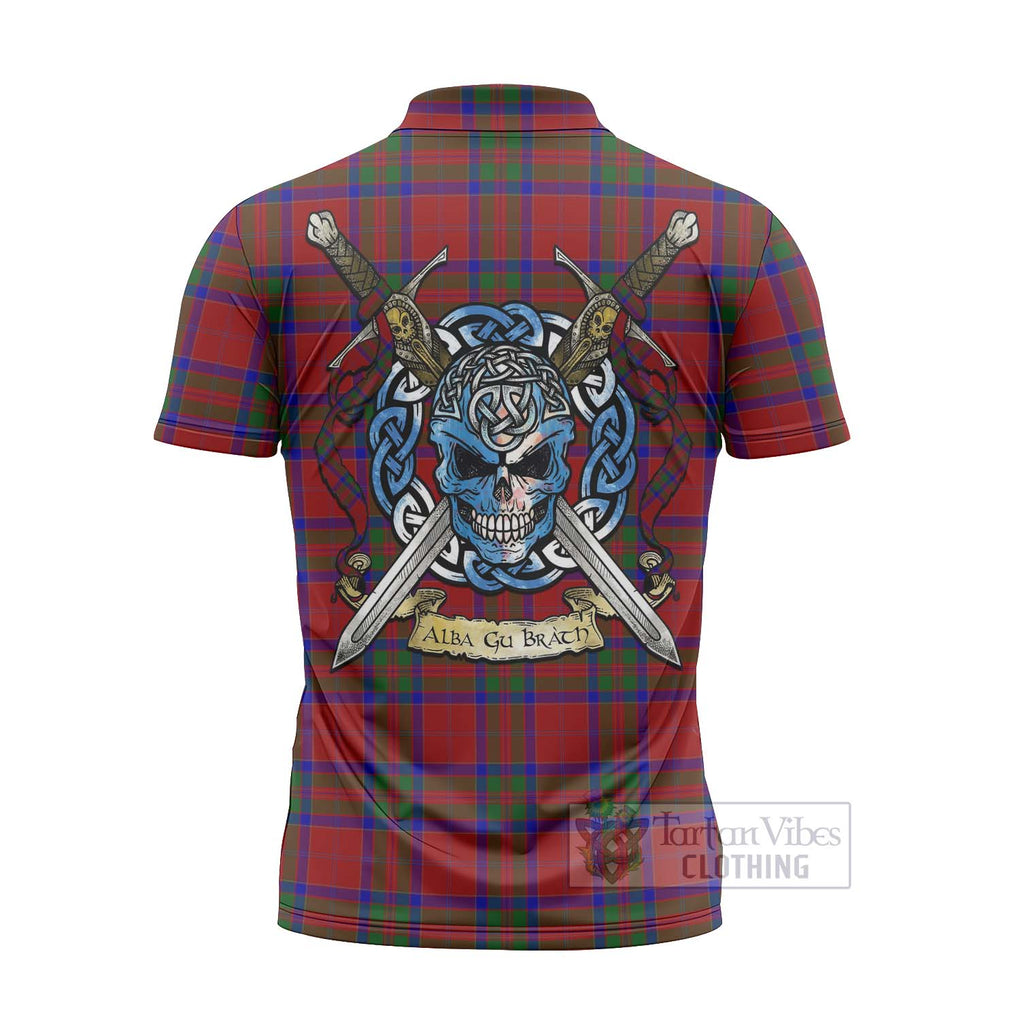 Tartan Vibes Clothing MacGillivray (McGillivray) Tartan Zipper Polo Shirt with Family Crest Celtic Skull Style