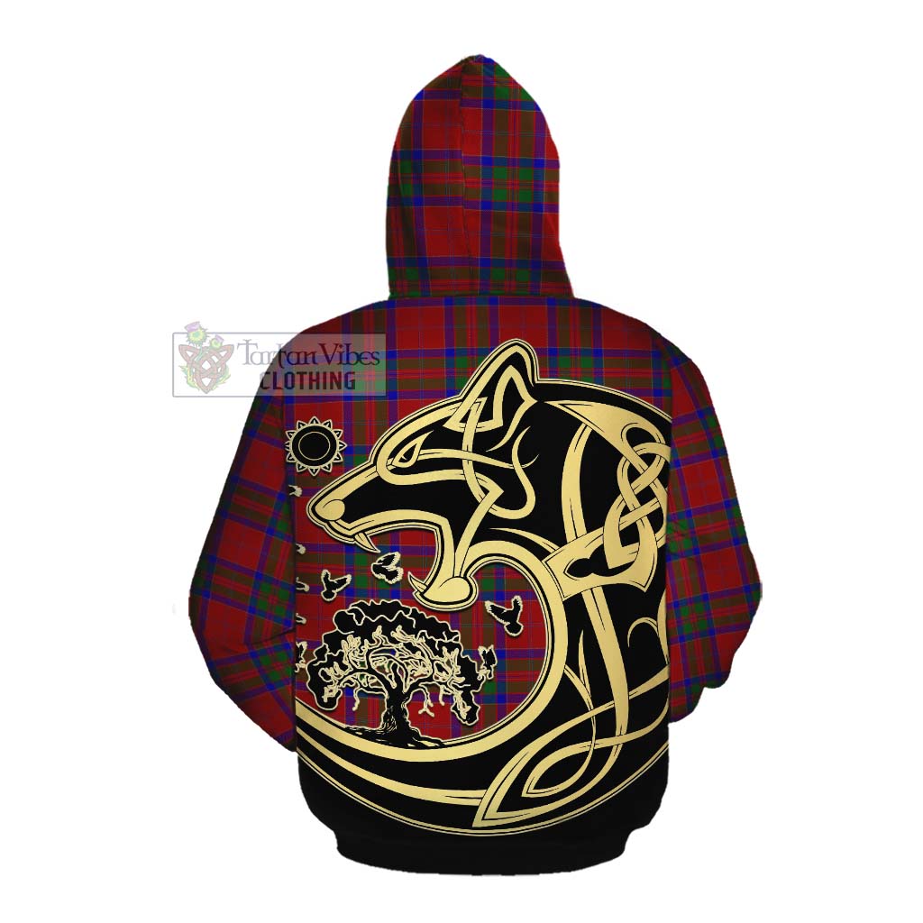 Tartan Vibes Clothing MacGillivray (McGillivray) Tartan Cotton Hoodie with Family Crest Celtic Wolf Style