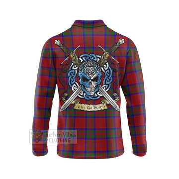 MacGillivray (McGillivray) Tartan Long Sleeve Polo Shirt with Family Crest Celtic Skull Style