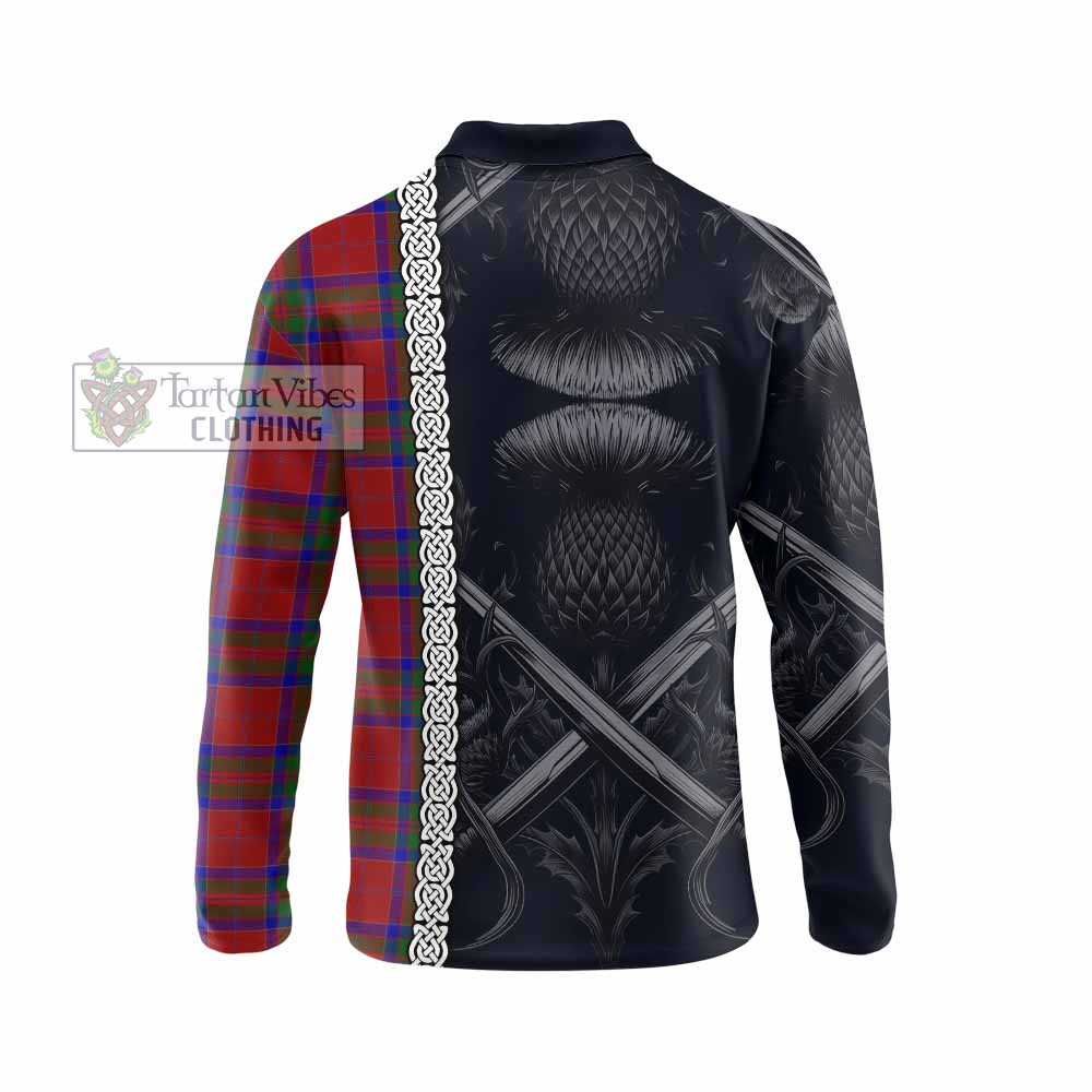 Tartan Vibes Clothing MacGillivray (McGillivray) Tartan Long Sleeve Polo Shirt with Family Crest Cross Sword Thistle Celtic Vibes