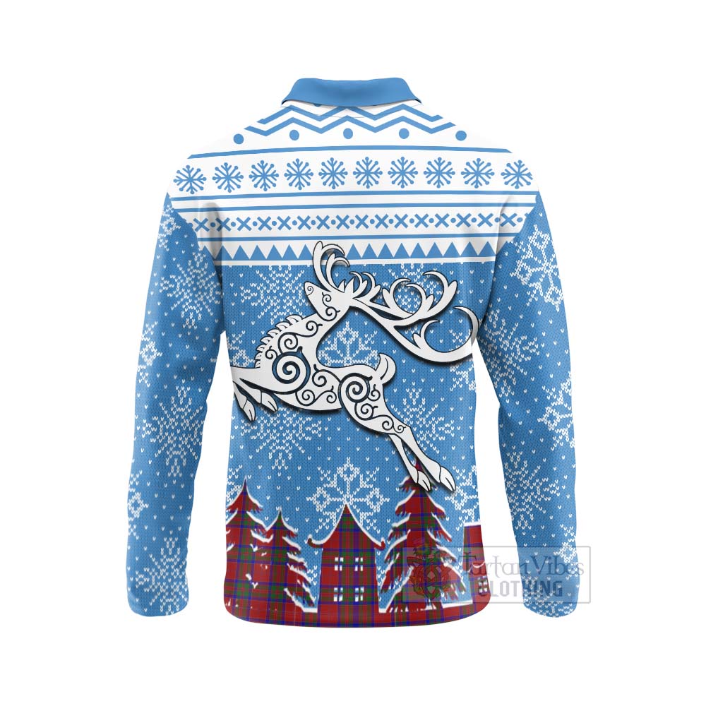 Tartan Vibes Clothing MacGillivray (McGillivray) Clan Christmas Long Sleeve Polo Shirt Celtic Reindeer Style