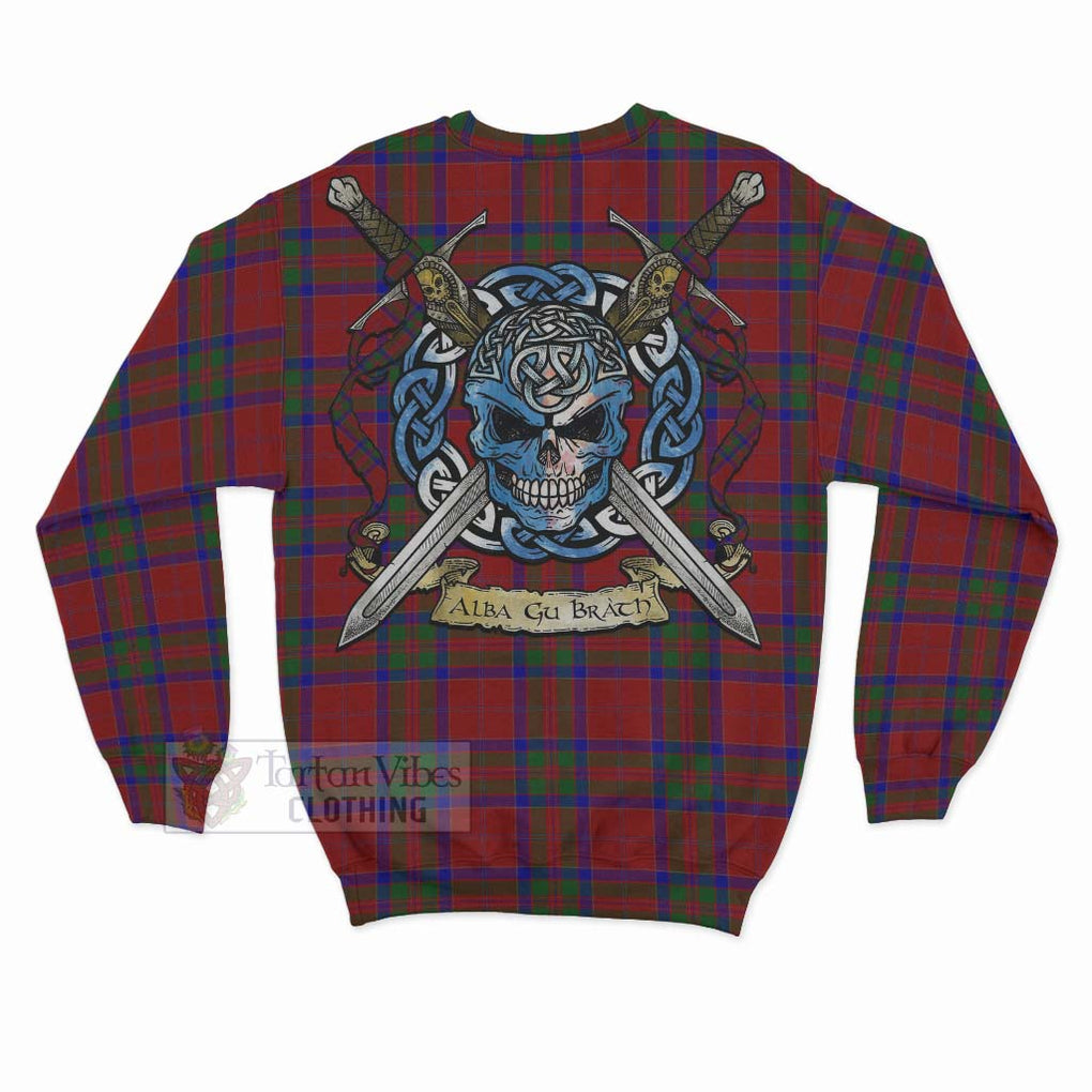 Tartan Vibes Clothing MacGillivray (McGillivray) Tartan Sweatshirt with Family Crest Celtic Skull Style