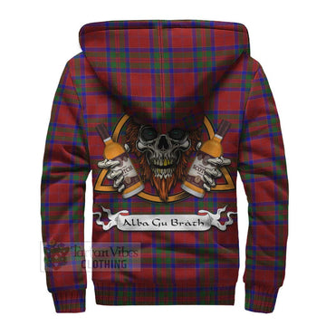 MacGillivray (McGillivray) Tartan Sherpa Hoodie with Family Crest and Bearded Skull Holding Bottles of Whiskey