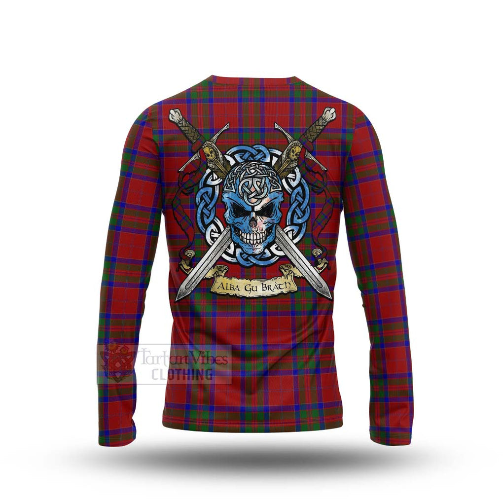 Tartan Vibes Clothing MacGillivray (McGillivray) Tartan Long Sleeve T-Shirt with Family Crest Celtic Skull Style