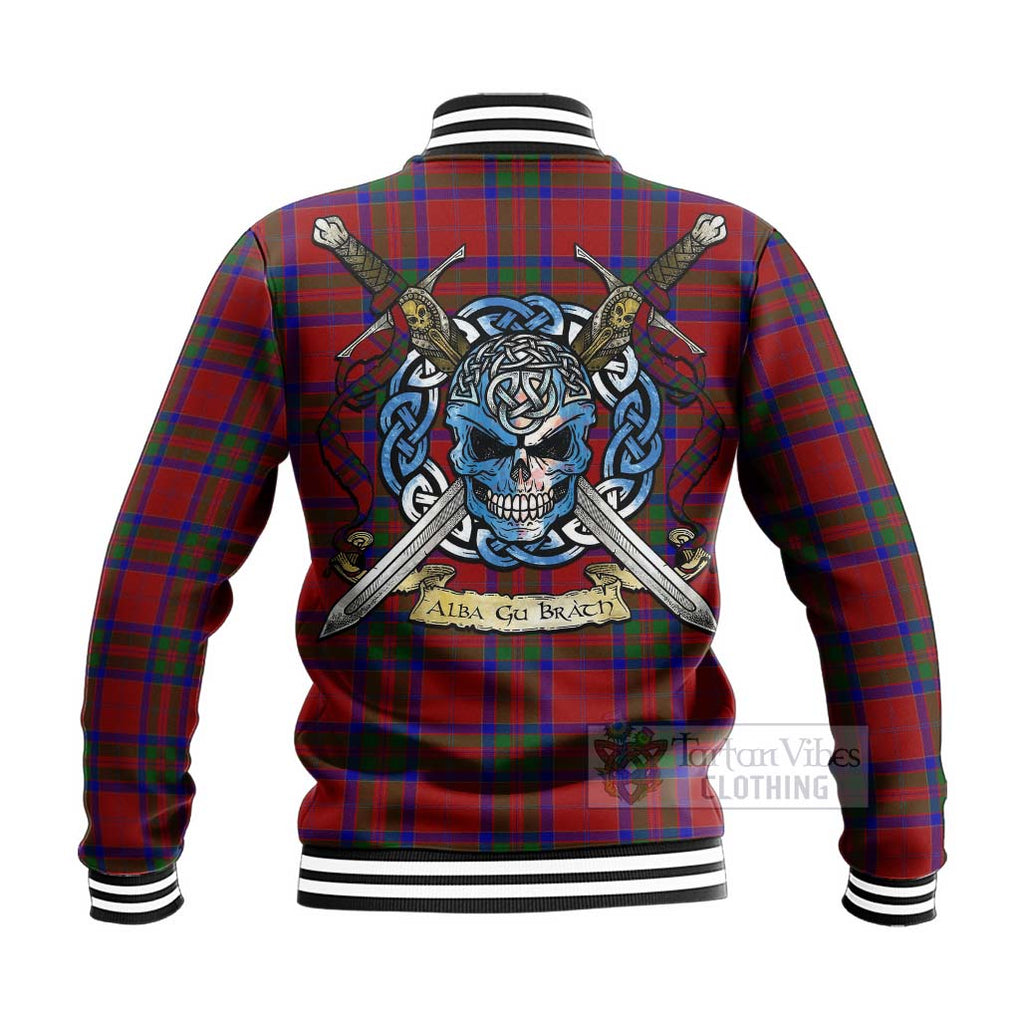 Tartan Vibes Clothing MacGillivray (McGillivray) Tartan Baseball Jacket with Family Crest Celtic Skull Style