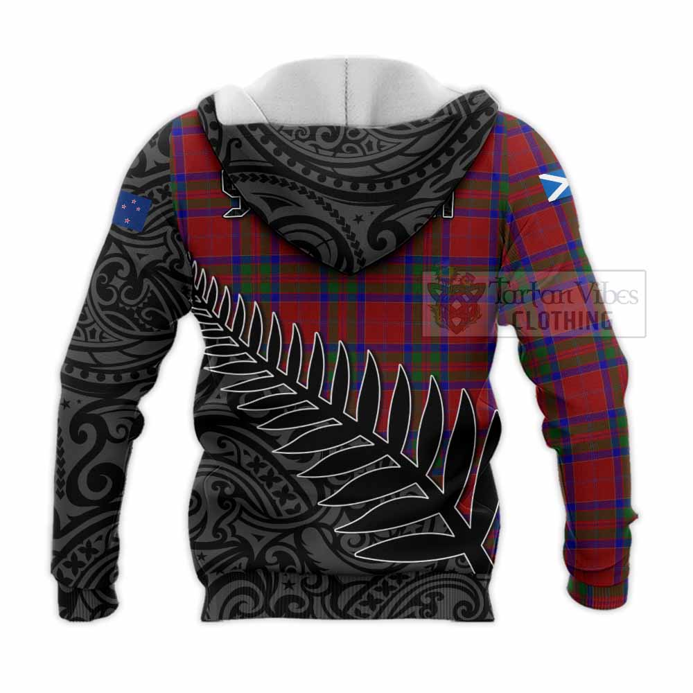 Tartan Vibes Clothing MacGillivray (McGillivray) Crest Tartan Knitted Hoodie with New Zealand Silver Fern Half Style