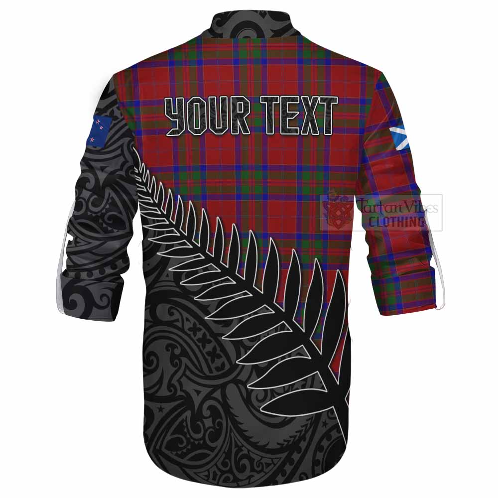 Tartan Vibes Clothing MacGillivray (McGillivray) Crest Tartan Ghillie Kilt Shirt with New Zealand Silver Fern Half Style