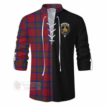 MacGillivray (McGillivray) Tartan Ghillie Kilt Shirt with Family Crest and Half Of Me Style