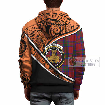 MacGillivray (McGillivray) Crest Tartan Hoodie with Polynesian Vibes Style - Orange Version