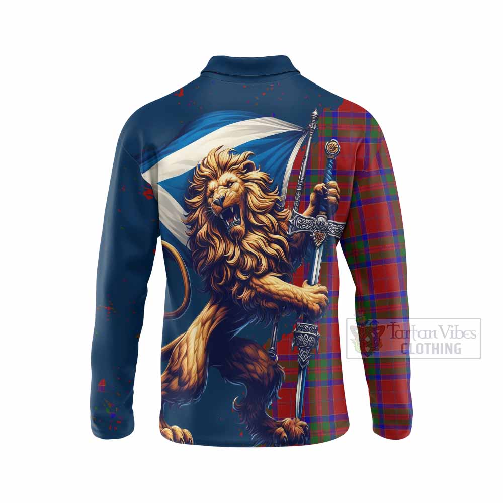 Tartan Vibes Clothing MacGillivray (McGillivray) Tartan Family Crest Long Sleeve Polo Shirt with Scottish Majestic Lion