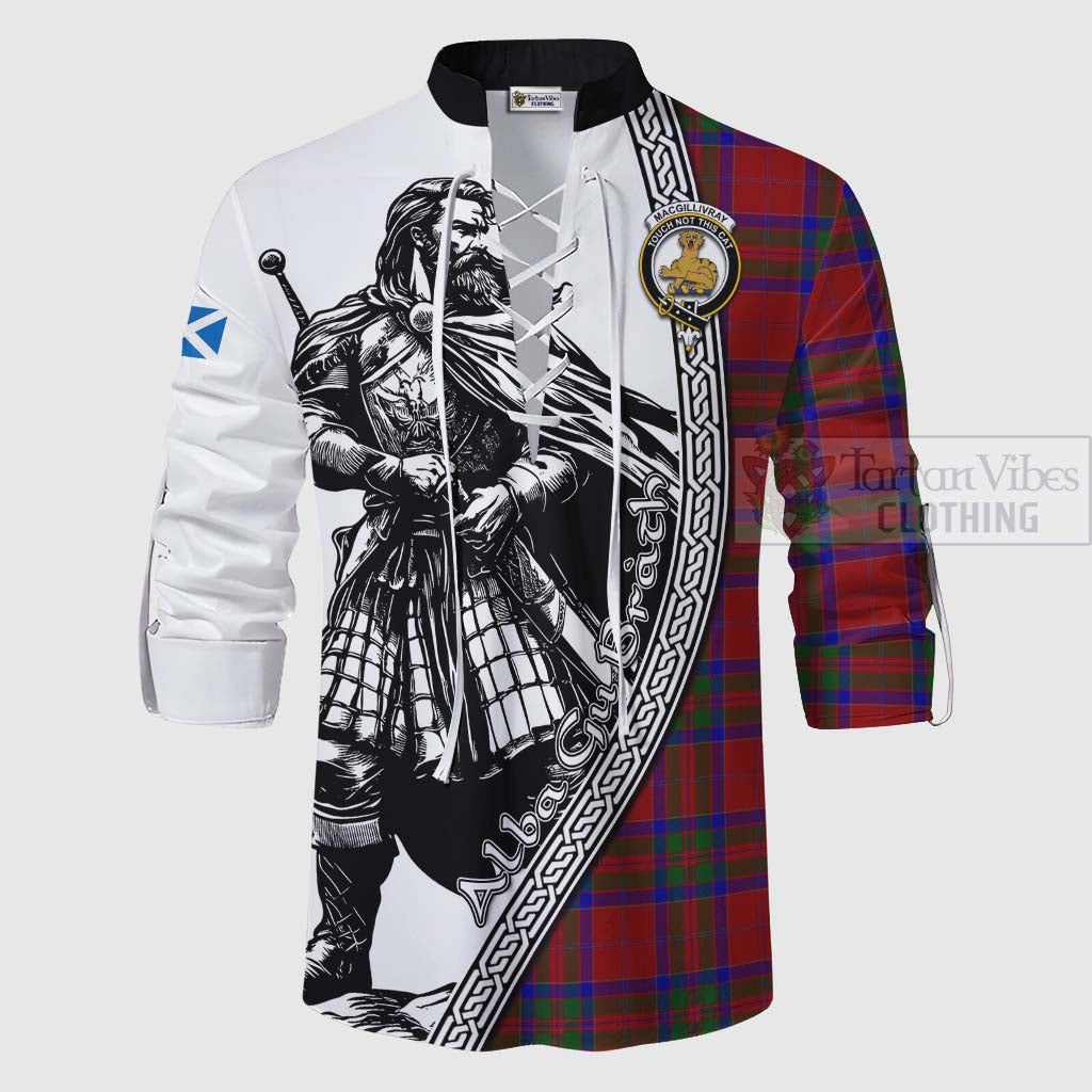 Tartan Vibes Clothing MacGillivray (McGillivray) Tartan Clan Crest Ghillie Kilt Shirt with Highlander Warrior Celtic Style