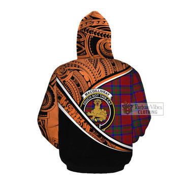 MacGillivray (McGillivray) Crest Tartan Cotton Hoodie with Polynesian Vibes Style - Orange Version