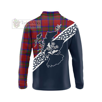 MacGillivray (McGillivray) Tartan Long Sleeve Polo Shirt Featuring Thistle and Scotland Map