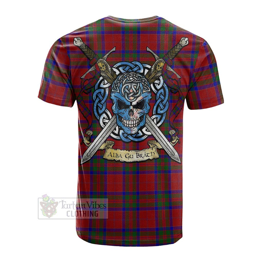 Tartan Vibes Clothing MacGillivray (McGillivray) Tartan Cotton T-shirt with Family Crest Celtic Skull Style