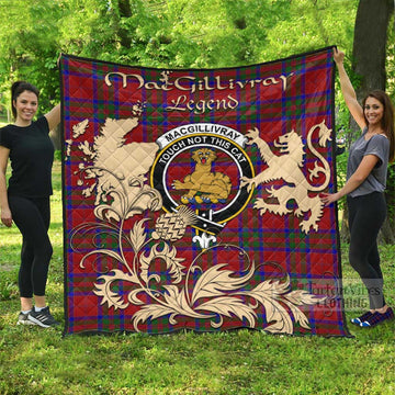 MacGillivray (McGillivray) Tartan Quilt with Family Crest and Scottish Symbol Style