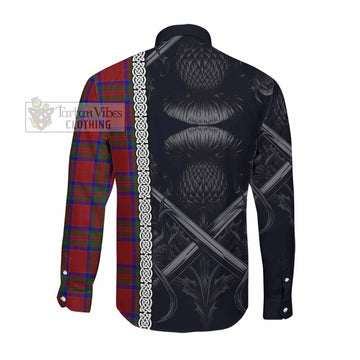 MacGillivray (McGillivray) Tartan Long Sleeve Button Shirt with Family Crest Cross Sword Thistle Celtic Vibes