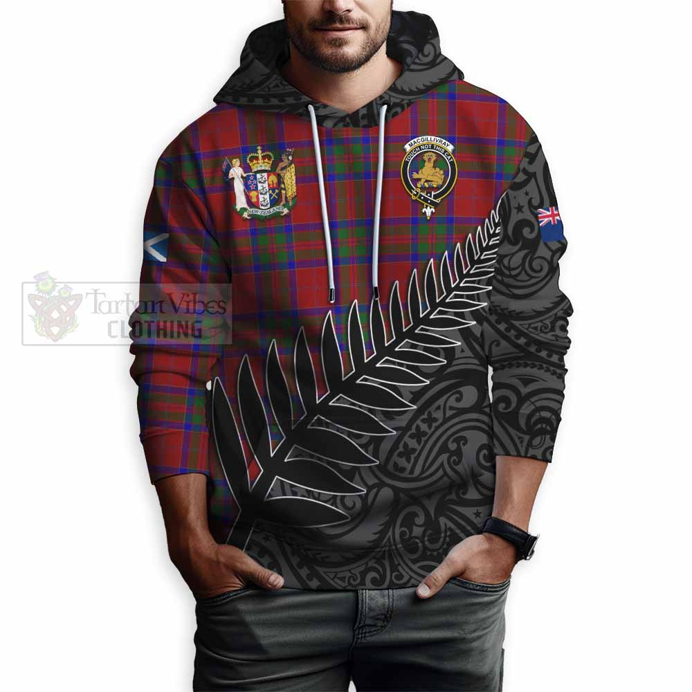 Tartan Vibes Clothing MacGillivray (McGillivray) Crest Tartan Hoodie with New Zealand Silver Fern Half Style