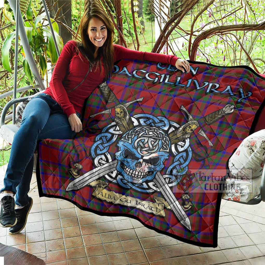 Tartan Vibes Clothing MacGillivray (McGillivray) Tartan Quilt with Celtic Skull Alba Gu Brath Style