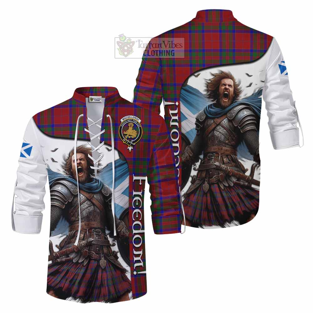 Tartan Vibes Clothing MacGillivray (McGillivray) Crest Tartan Ghillie Kilt Shirt Inspired by the Freedom of Scottish Warrior