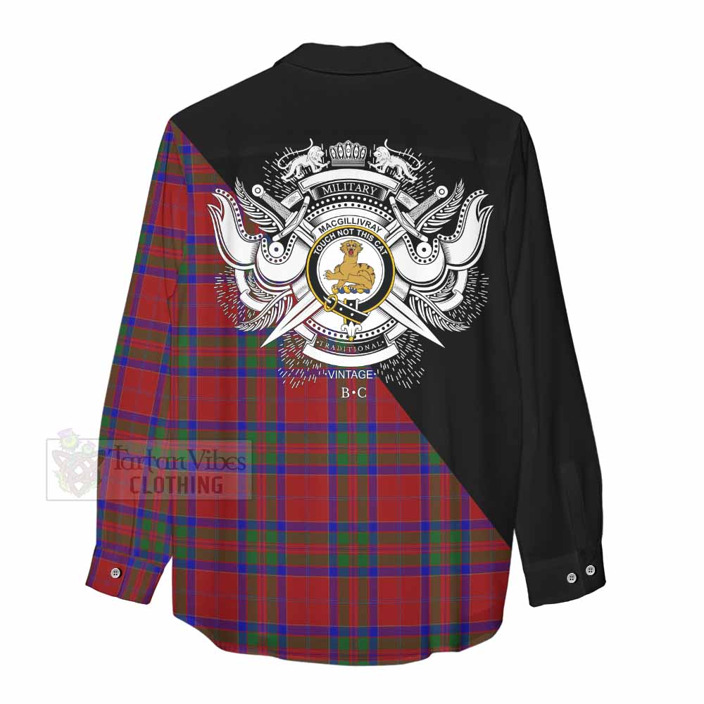 Tartan Vibes Clothing MacGillivray (McGillivray) Tartan Women's Casual Shirt with Family Crest and Military Logo Style