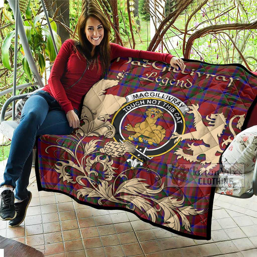 Tartan Vibes Clothing MacGillivray (McGillivray) Tartan Quilt with Family Crest and Scottish Symbol Style