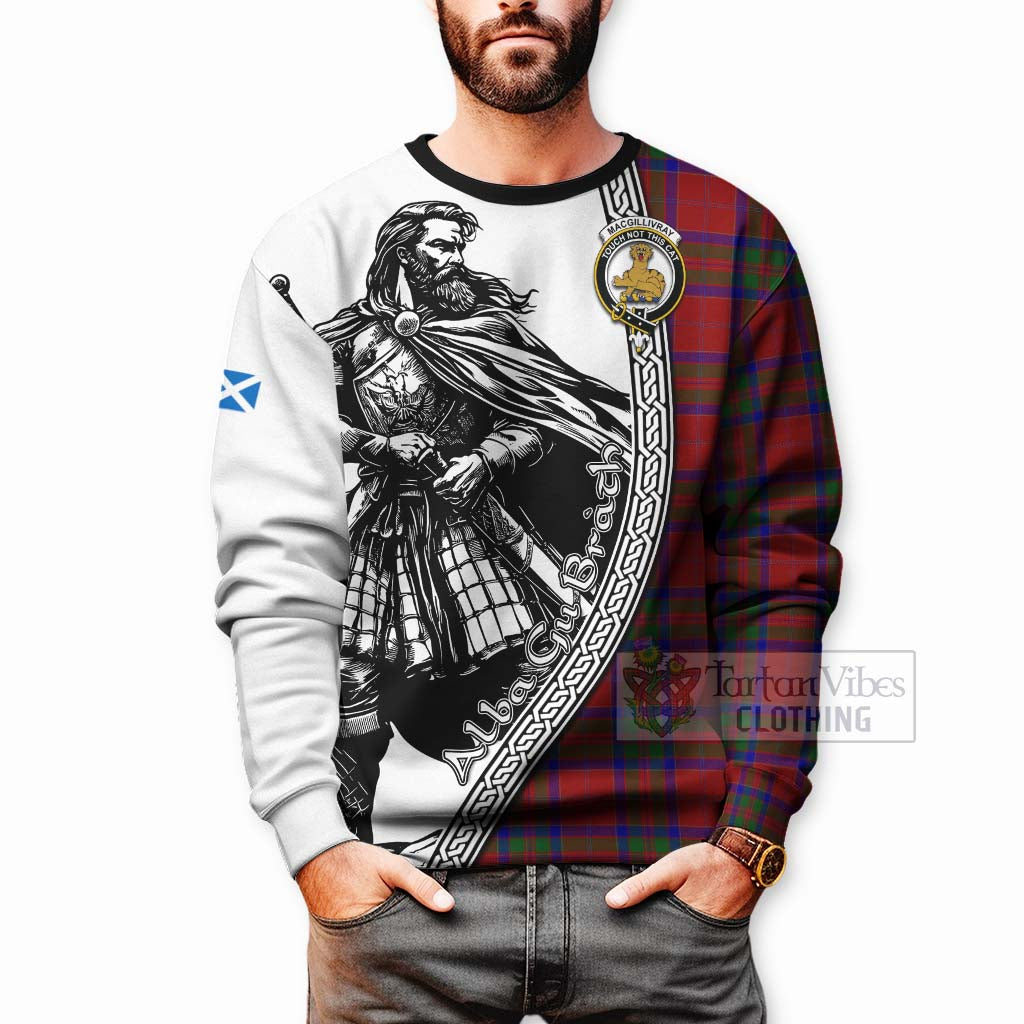 Tartan Vibes Clothing MacGillivray (McGillivray) Tartan Clan Crest Sweatshirt with Highlander Warrior Celtic Style