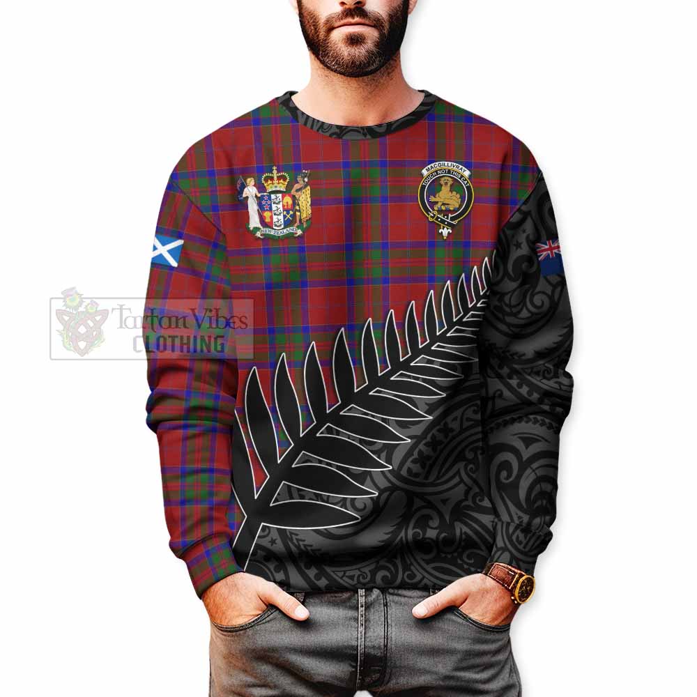 Tartan Vibes Clothing MacGillivray (McGillivray) Crest Tartan Sweatshirt with New Zealand Silver Fern Half Style